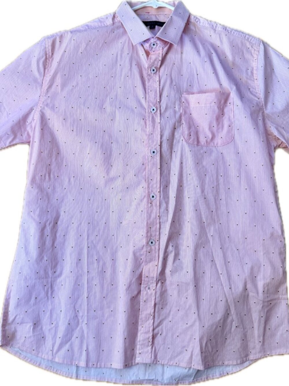 Impatient Wolves Pink Stripe Short Sleeve Button Up Shirt Mens M